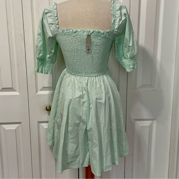 Blue Rain Light Green Turquoise Smocked Mini Dress - Picture 5 of 8